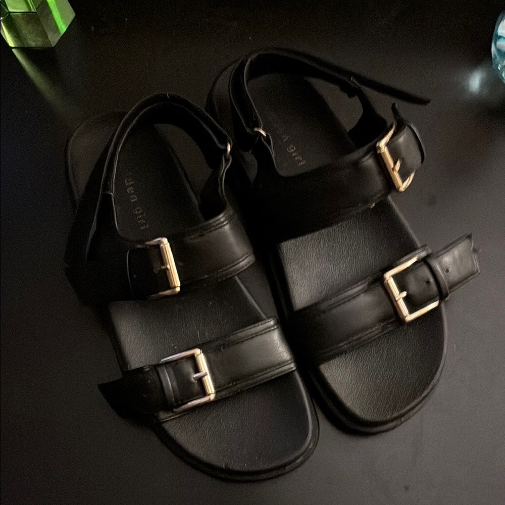 Madden girl black sandals with gold buckle US7.5